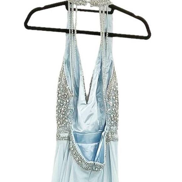 Mac Duggal Long Party Elsa Gown Beaded Bodice Ice Blue Size 8 New With Defects - Picture 11 of 12